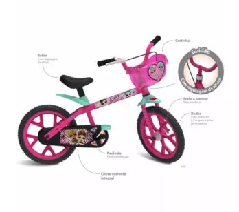 Bicicleta Infantil com Rodinhas - Aro 14 - LOL Surprise - Bandeirante