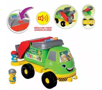 Caminhão de Coleta Seletiva com Som - Grande - 52 cm - Mercotoys