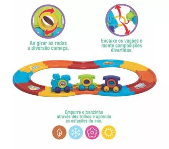 Trenzinho Didático - Babytrain Express - 12 Trilhos - Mercotoys