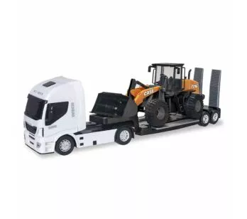 Caminhão Iveco Hi-Way com Trator Carregadeira Case 721E - Usual