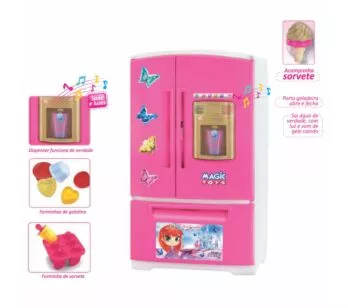 Geladeira Infantil com Som e Luz - Princess Meg - Sai Água - Magic Toys