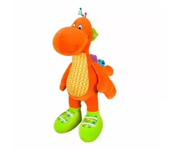 Pelúcia Infantil - 36 cm - Dinossauro Horácio - Laranja - Anjos Baby