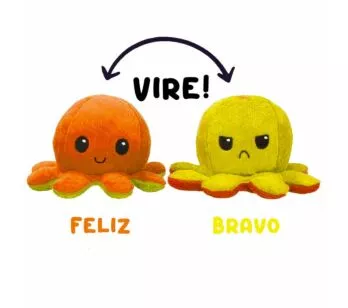 Pelúcia Reversível - Polvo Humor - Polvinho Feliz-Bravo - LR-AM - Anjos Baby
