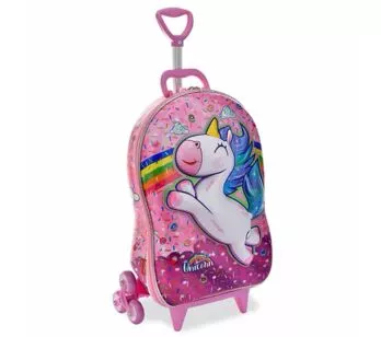 Mochila 3D de Rodinhas Infantil - Unicórnio - Cute Sweet - Rosa - Maxtoy