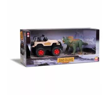 Carrinho e Figura - Dino Island Adventure - Jeep com Triceratops - Silmar