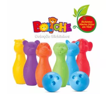 Jogo de Boliche Infantil - Coleção Bichinhos - 6 Pinos - Roma Brinquedos