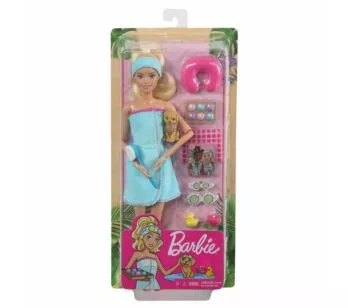 Boneca Articulada - Barbie - Dia de Spa - Bem Estar com Pet - Loira - Mattel