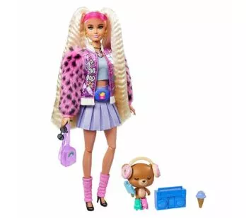 Boneca Articulada - Barbie Extra - Ursinho - Tranças - Loira - Mattel