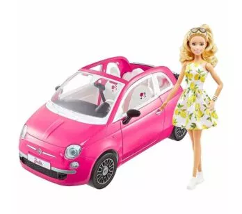 Veículo e Boneca - Barbie - Fiat 500 - Carro Conversível da Barbie - Mattel