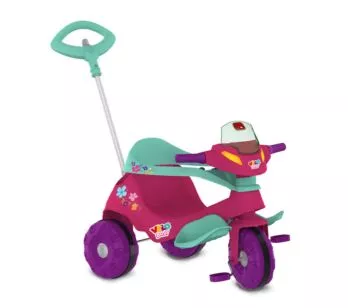 Triciclo Infantil - Passeio e Pedal - Velobaby G2 - Rosa - Bandeirante