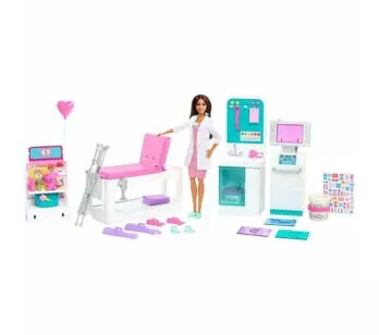Conjunto e Boneca - Barbie Profissões - Clínica Médica - Doutora - Morena - Mattel