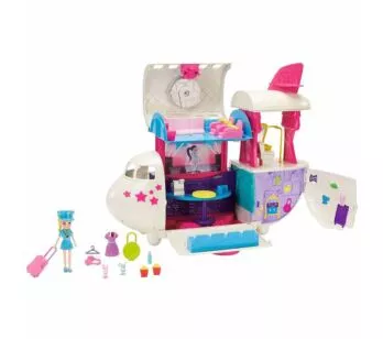 Veículo e Boneca - 2 em 1 - Polly Pocket - Jatinho Fabuloso - Mattel