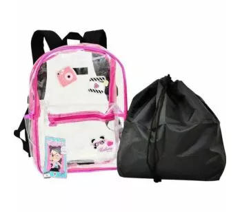 Mochila de Costas Infantil - Luluca - Transparente - Rosa - Clio Style