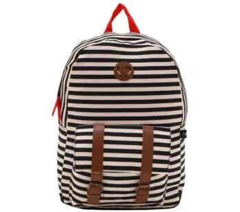Mochila de Costas Juvenil - Clio Girls - Listrada - Bege e Preto - Clio Style