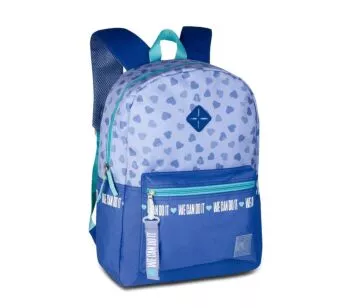 Mochila de Costas Juvenil - Clio Girls - Corações - We Can Do It - Azul - Clio Style