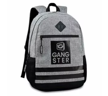 Mochila de Costas - Casual Urbano - Gangster - Listras Frontais - Cinza - Clio Style