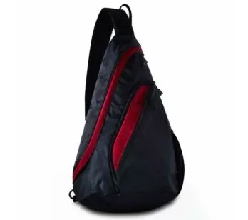 Mochila Transversal - Clio Sport - Saída pra Fone - Preta e Vermelha - Clio Style