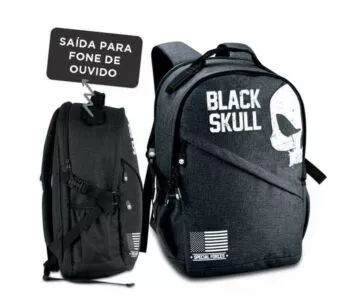 Mochila de Costas Casual - Black Skull - Special Forces - Preta - Clio Style