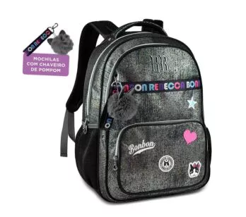 Mochila de Costas - Rebecca Bonbon - Fashion Girls - Brilhante - Preto - Clio Style