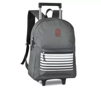 Mochila de Rodinha - 360 - Clio Wear - Clio Sports - Listras - Cinza - Clio Style