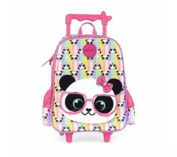 Mochila de Rodinha Infantil - Up4You - Pandinhas - Rosa - Luxcel