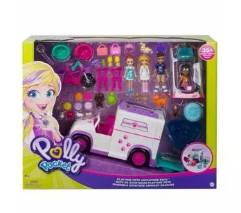 Conjunto Veículo e Bonecas - Polly Pocket - Cuidados com Animais - Mattel
