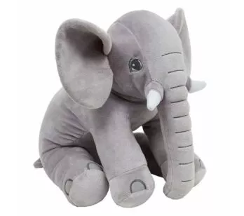 Pelúcia Infantil Almofada - 85 cm - Elefante Baby - G - Cinza - W.U. Bichos de Pelúcia