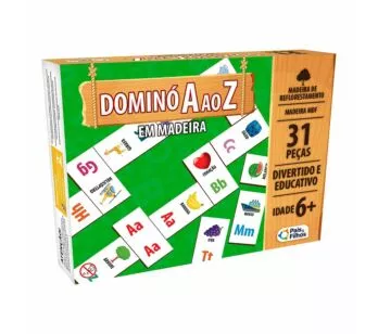 Jogo Infantil - Madeira - Dominó A ao Z - Pais e Filhos