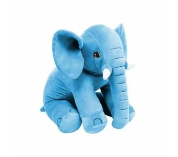 Pelúcia Infantil Almofada - 50 cm - Elefante Baby - M - Azul - W.U. Bichos de Pelúcia