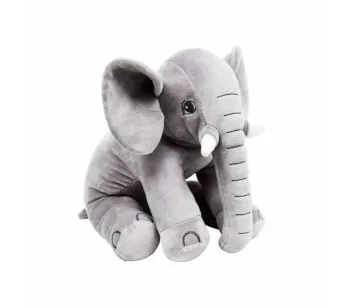 Pelúcia Infantil Almofada - 50 cm - Elefante Baby - M - Cinza - W.U. Bichos de Pelúcia