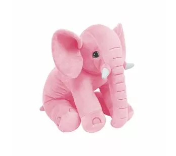 Pelúcia Infantil Almofada - 50 cm - Elefante Baby - M - Rosa - W.U. Bichos de Pelúcia
