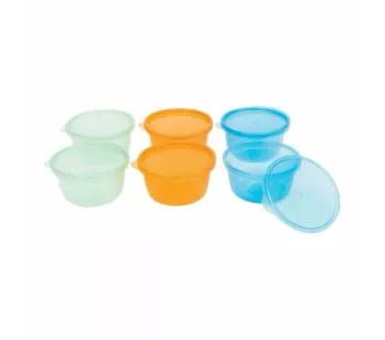 Kit 6 Potinhos para Papinha do Bebê - 250ml - Coloridos - Sortidos - Buba