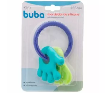 Mordedor de Silicone para Bebê - Mãozinha e Pezinho - Azul e Verde - Buba
