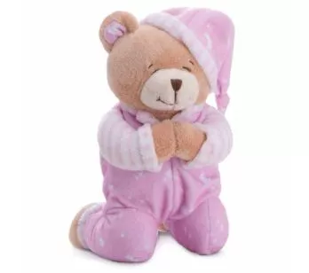 Pelúcia com Som - 25 cm - Ursinho que Reza - P - Rosa - Buba