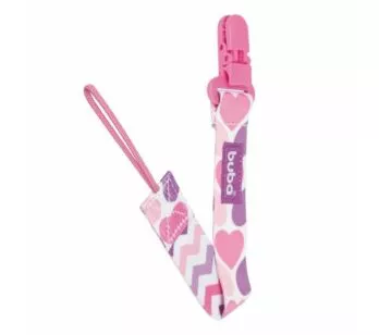 Prendedor de Chupeta Bebê - Corações - Rosa - Buba