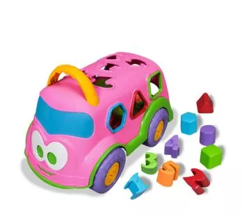 Ônibus Didático - Baby Land - Dino Escolar - Rosa - Cardoso Toys