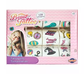 Kit Tatuagem Temporária Infantil - Beaut Tattoo - 120 Adesivos - Toyng
