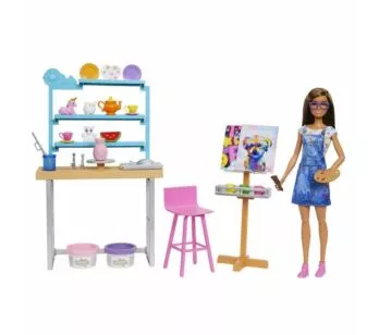 Boneca Articulada - Barbie Dia de Spa - Estúdio de Arte - 25 Peças - Mattel