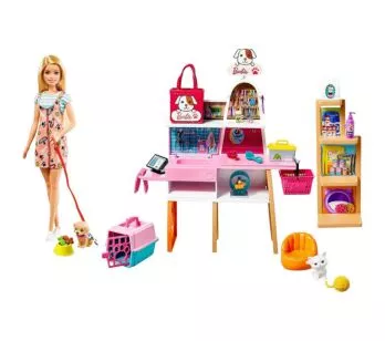 Boneca Articulada - Barbie Pets - Loja de Pet Shop - 25 peças - Mattel