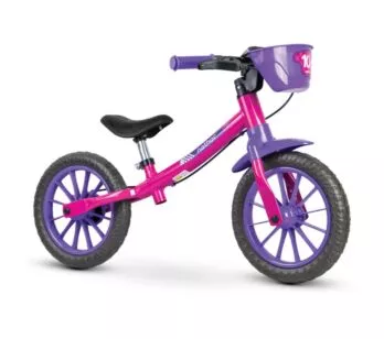 Bicicleta de Equilíbrio Infantil - Aro 12 - Balance Bike Rosa - Nathor