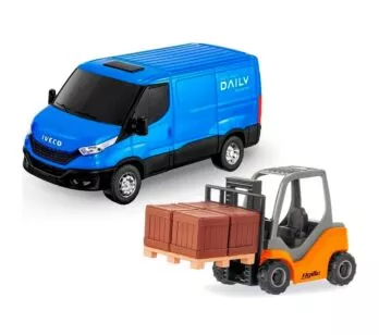 Conjunto de Veículos - Iveco Daily - Furgão e Empilhadeira Agille - Azul - Usual Brinquedos