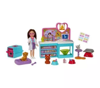 Conjunto e Boneca - Barbie Chelsea Can Be - Clínica Pet - Mattel