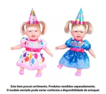 Boneca de Vinil - Sonho Azul - Feliz Aniversário - Sortido - Cotiplás