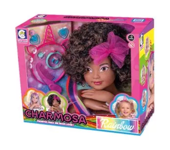 Boneca para Pentear - Busto - Charmosa Rainbow - Negra - Cotiplás