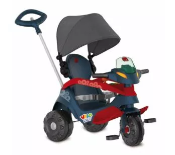 Triciclo Infantil - Passeio e Pedal - Velobaby Reclinável - Azul - Bandeirante