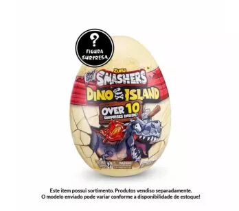 Figura Surpresa - Smashers Dino Island - Ovo Médio - 10 Surpresas - Fun Divirta-se