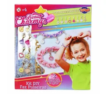 Kit Bijuterias Infantil - DIY - Beaut Charmys - Faz Pulseiras - 8 Pingentes - Toyng