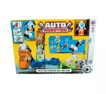 Conjunto Pista e Lançador - Auto Robótico - Carro Vira Robô - Toyng
