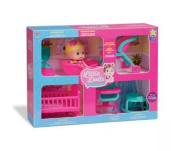 Boneca Bebê com Acessórios - Little Dolls - Casinha - Divertoys