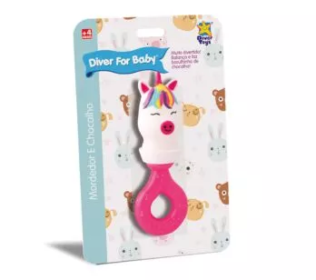 Mordedor e Chocalho de Bebê - Diver For Baby - Unicórnio - Divertoys